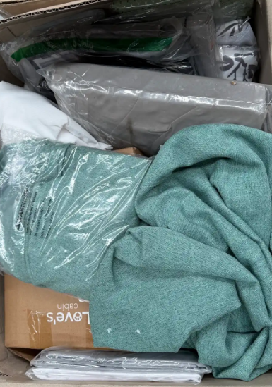 Assorted Box of Linen, Curtains. NB: Items may not be in original packaging