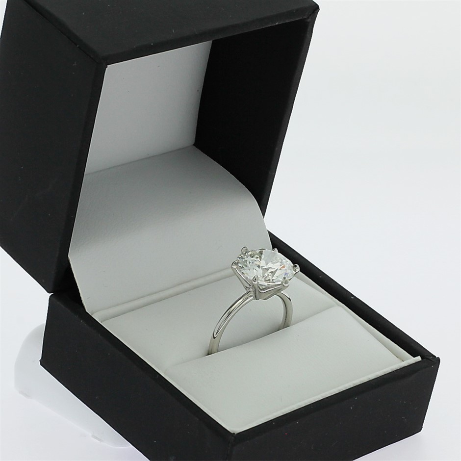 4.08 Carats Platinum Pt 950 Diamond Solitaire Ring Igi Certified