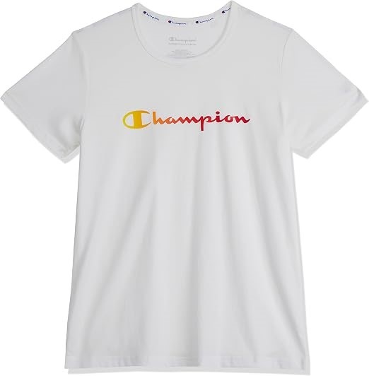 CHAMPION Women's Ombre Script Short Sleeve Tee, Size XS, White, CT8GN.  Buy