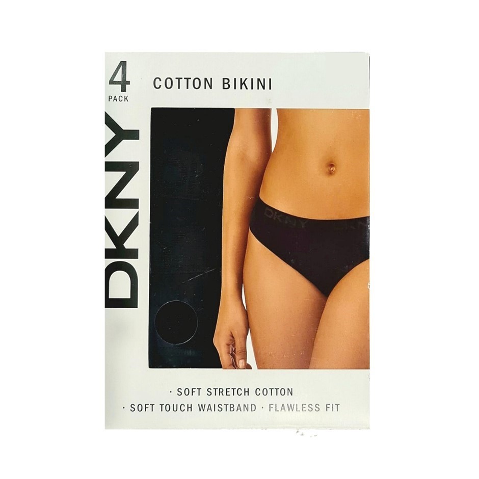 4-Pack DKNY Bikini Underwear, Size S, Soft Stretch Cotton, Flawless Fit, Bl