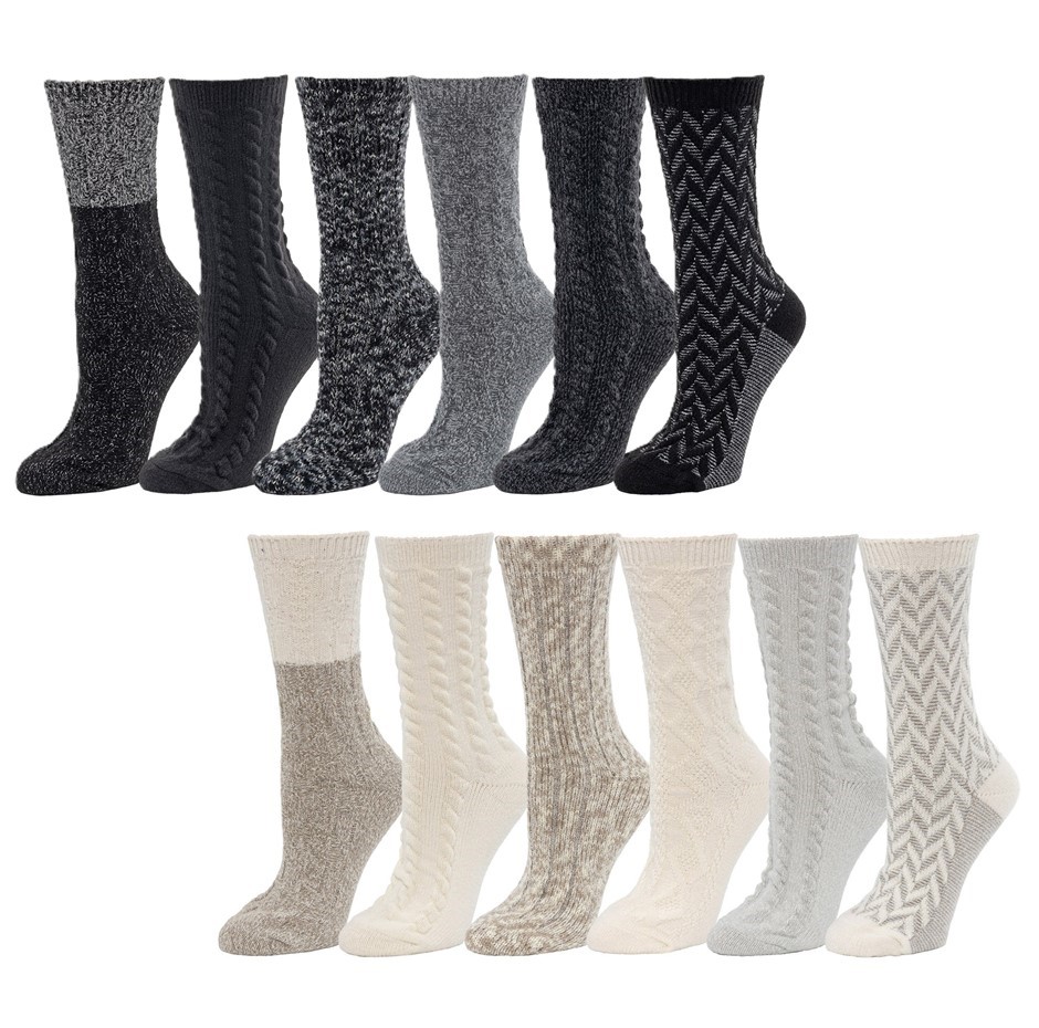 5 Pairs x BEARPAW Women's Boot Socks, Shoe Size 4-10, Assorted Designs. NB: