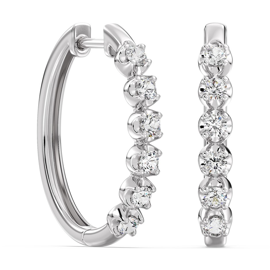 1.00 Carat White Gold Lab Grown Diamond Hoop Earrings