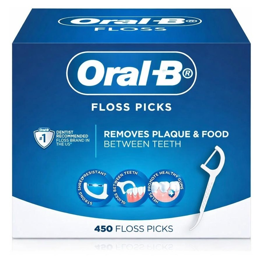ORAL-B 450pc Floss Picks. NB: Damaged packaging.