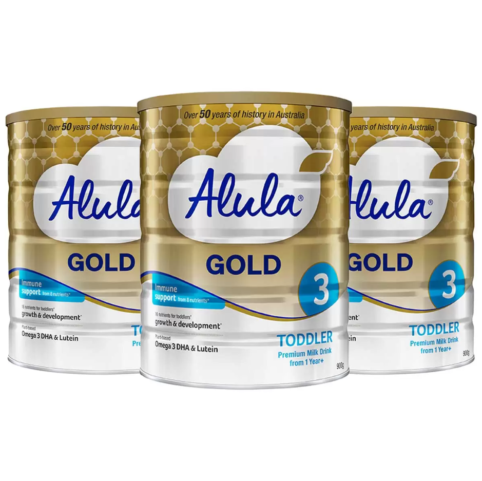 3 x ALULA Gold Stage 3 Toddler Infant Formula, 900g.