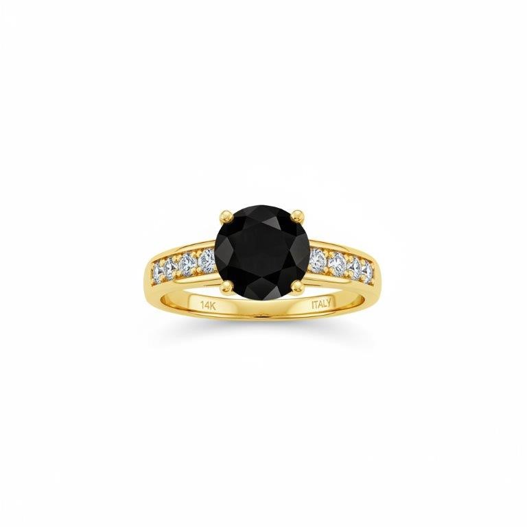 14K/Italy 1.0ct Black Yellow Gold Bonded Ring(stamped)Warranty Quality-7US
