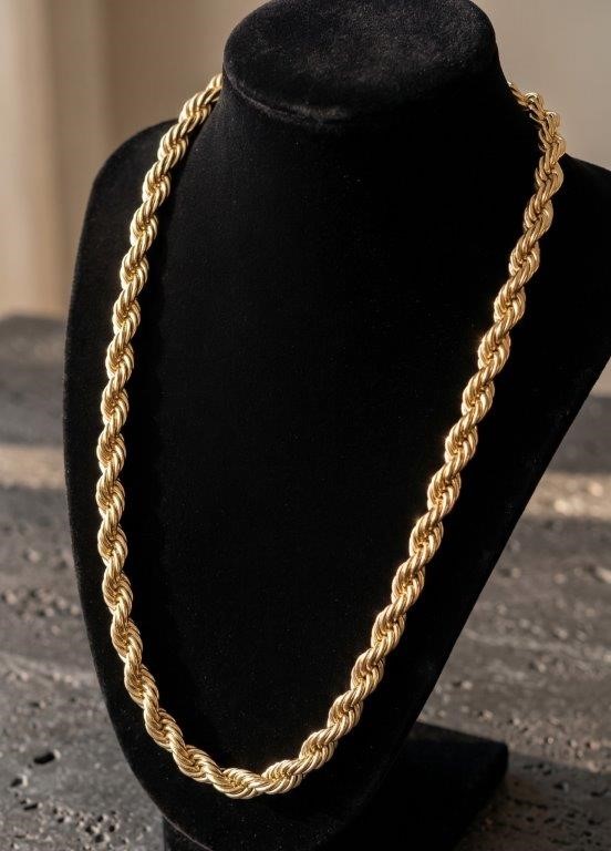 14K/Italy Stamped Yellow Gold Bonded Rope Chain -50cm-Bonus Gift