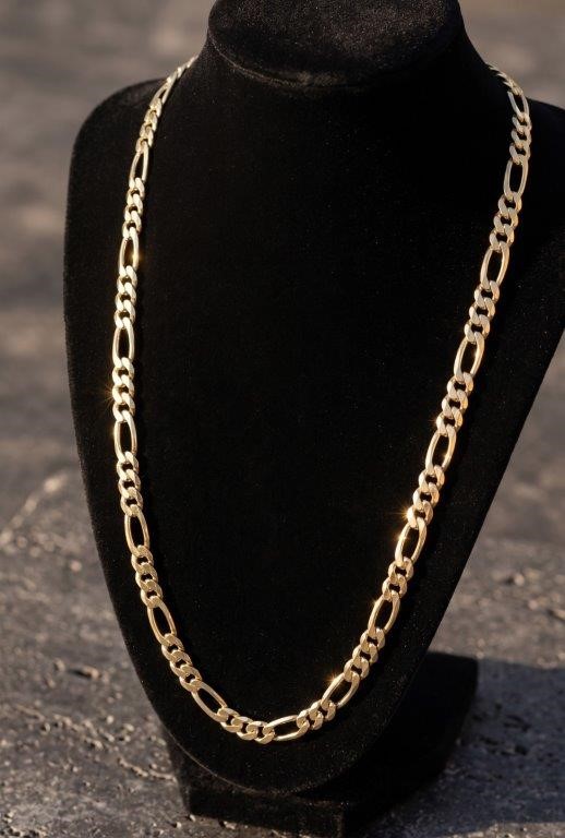 14K/Italy Stamped Yellow Gold Bonded Figaro Chain -55cm-Bonus Gift