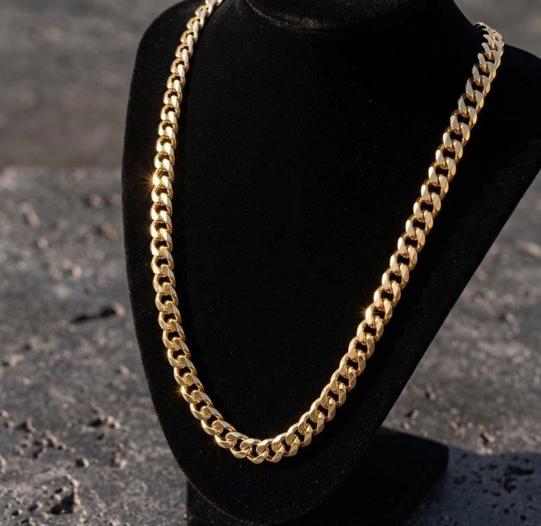 14K/Italy Stamped Yellow Gold Bonded Cuban Chain -50cm-Bonus Gift