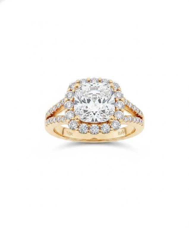 18K/Italy 2.5ct princess Cut Yellow Gold Bonded Ring Warranty Quality-9US