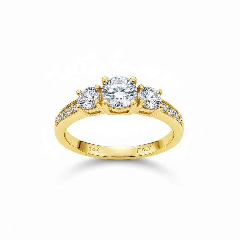 14K/Italy 1.5ctw Yellow Gold Bonded Ring(stamped)Warranty Quality-7US