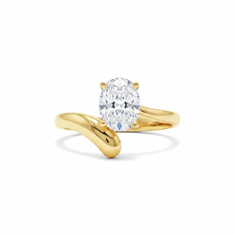 14K/Italy 2.5ct Oval Cut Yellow Gold Bonded Ring Warranty Quality-8US