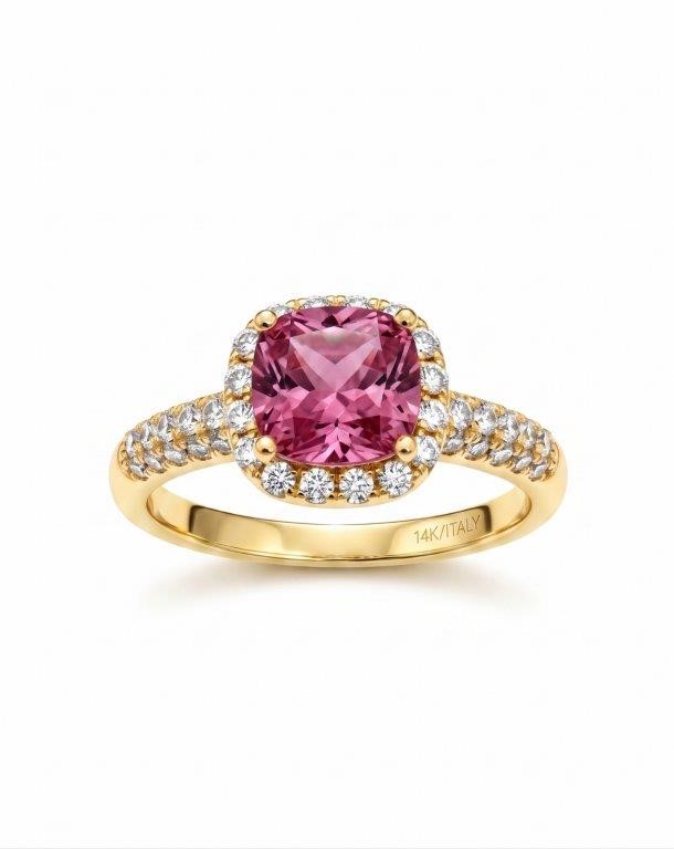 14K/Italy 2.0ct Pink Princess Cut Yellow Gold Bonded Ring Quality-9US