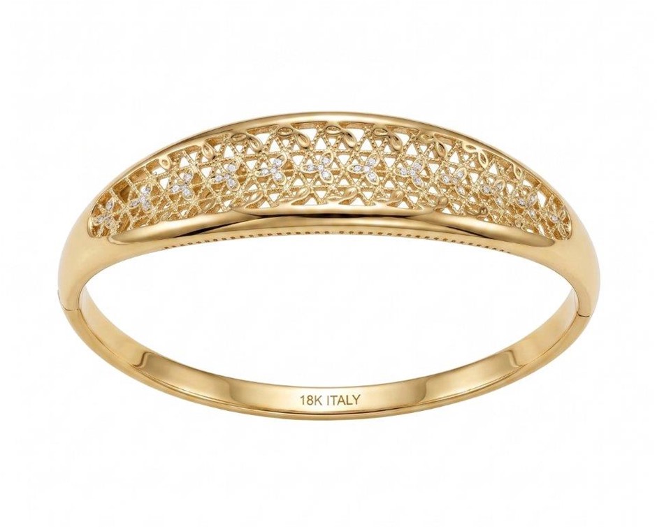 18K/ITALY Yellow Gold Bonded bangle -(stamped 18K/Italy)