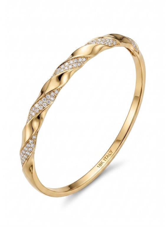 18K/ITALY Yellow Gold Bonded bangle -(stamped 18K/ITALY)-Bonus Gift