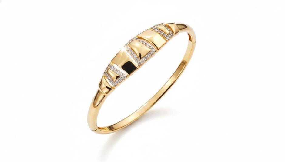 18K/ITALY Yellow Gold Bonded bangle -(stamped 18K/ITALY)-Bonus Gift
