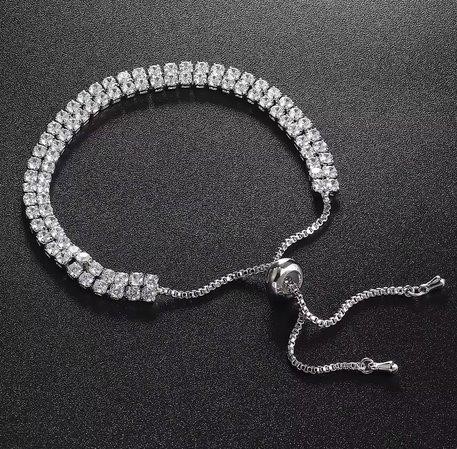 Two Rolls 925 Sterling Silver Tennis Bracelet Brilliant Cut Simulated