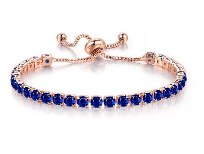 925 Sterling Silver Tennis Bracelet Sapphire Blue  Simulated Diamonds