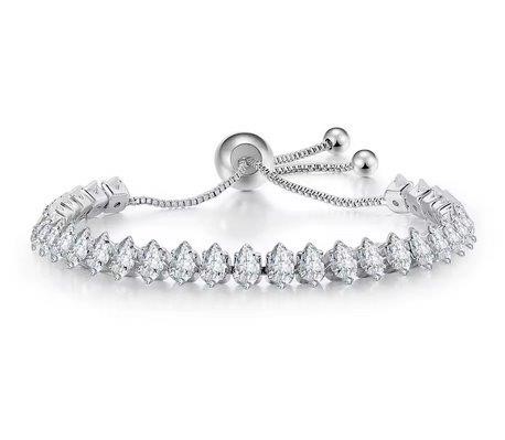 925 Sterling Silver Marquise Cut Tennis Bracelet Simulated Diamonds