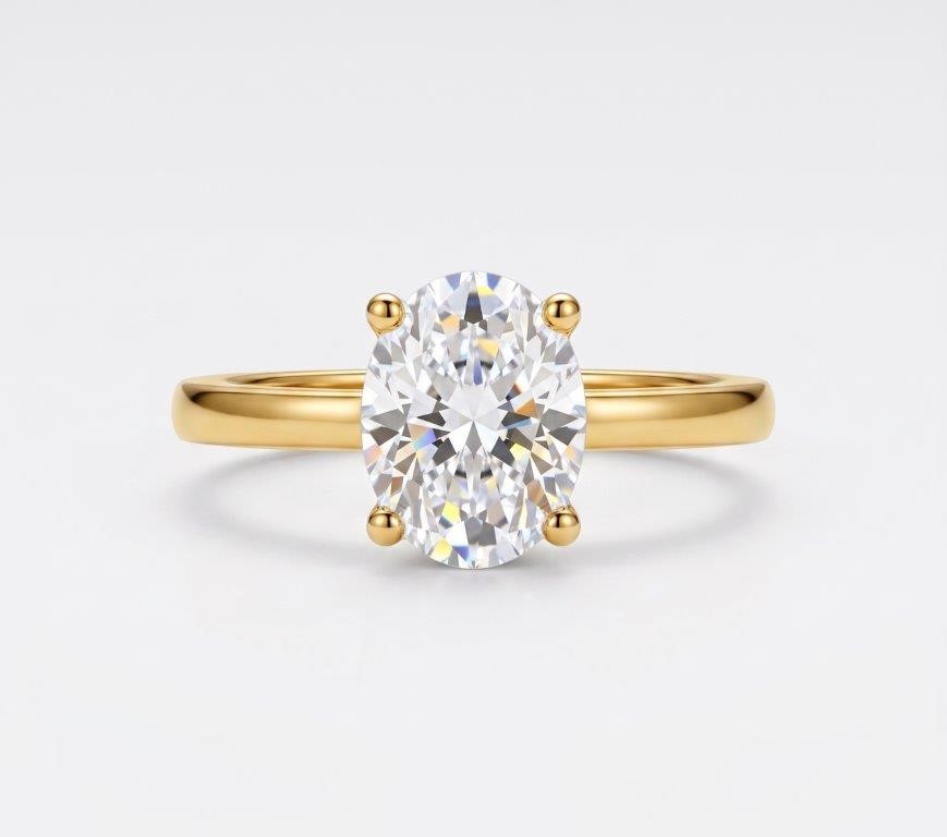925 Sterling Silver 4.0ct Oval Cut White  Ring  Simulated Diamonds