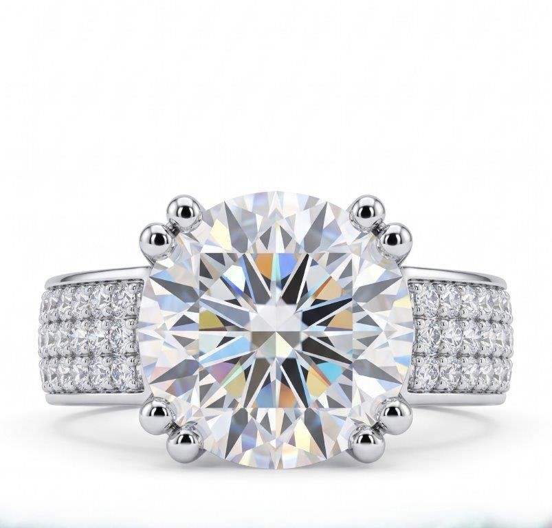 925 Sterling Silver 5.0ct Rounde Brilliant Cut White  Ring  Simulated