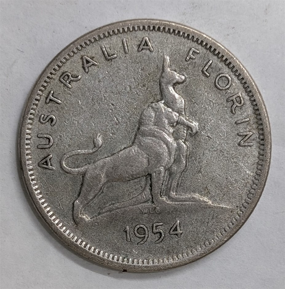 1954 AUSTRALIA Commemorative Silver Florin Coin