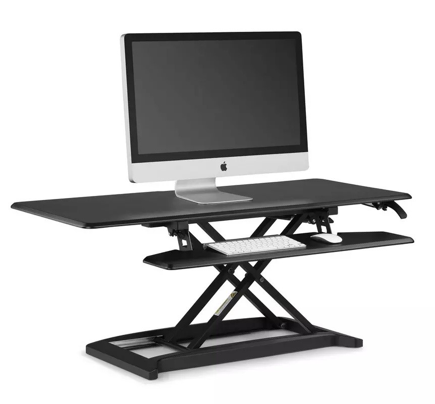 Ergolux DuoPro Height Adjustable Sit Stand Desk Riser (Large, Black) - (ELD