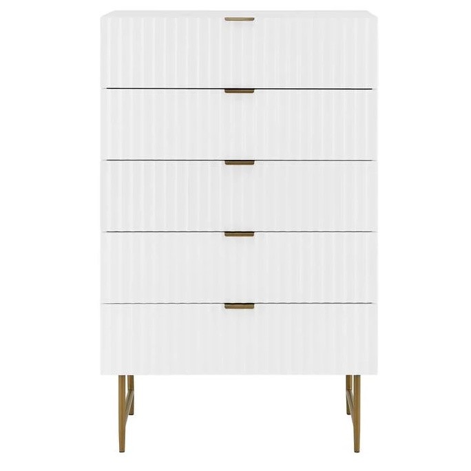 Shangri-La Edinburgh Collection Chest of 5 Drawers (White) (76 x 42 x 120cm