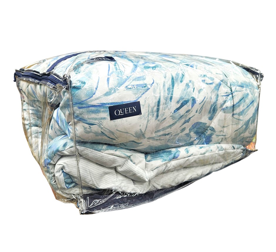 ADORN HOME Comforter Blanket Throw, Queen, Blue Paint Strokes.