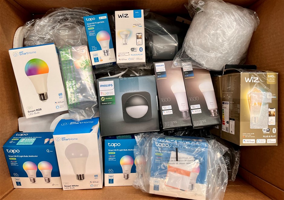 Assorted Smart Home Lighting Products Including PHILIPS, TAPO, WiZ & More.