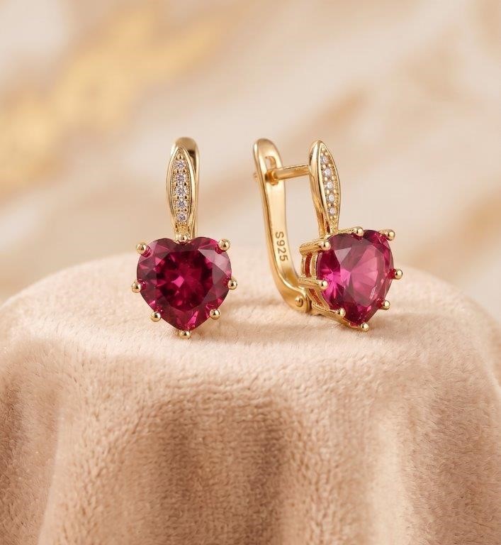 925 Sterling Silver Pink Brilliant Cut Simulated Diamonds Earring