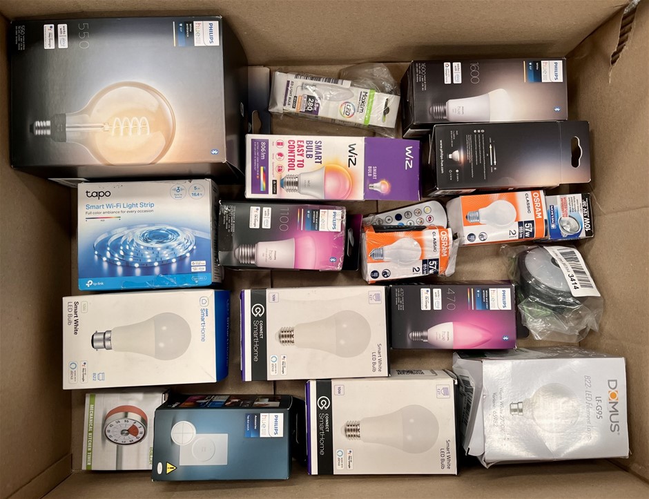 17 x Assorted LED Light Bulbs. Brands Include PHILIPS, OSRAM, DOMUS, TAPO &