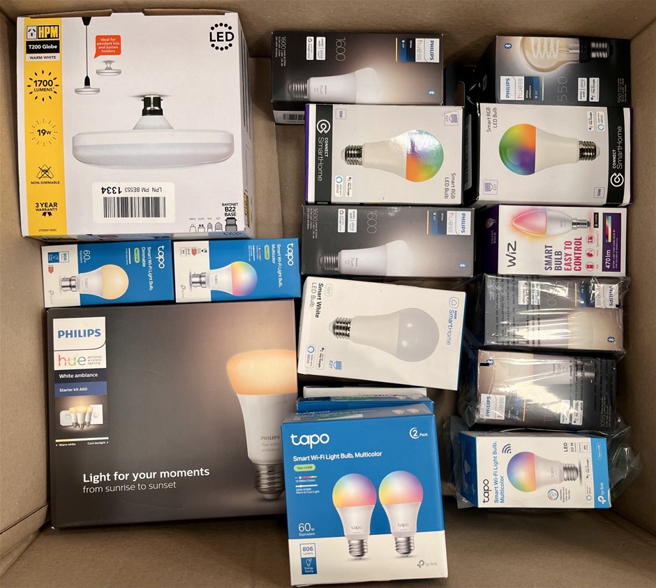 Assorted Smart Home Lighting Prroducts Including PHILIPS, TAPO, WiZ & More.