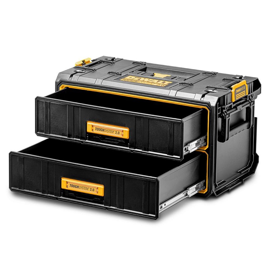 DeWALT TOUGHSYSTEM 2.0 2 Drawer Tool Box. NB: Has been use.
