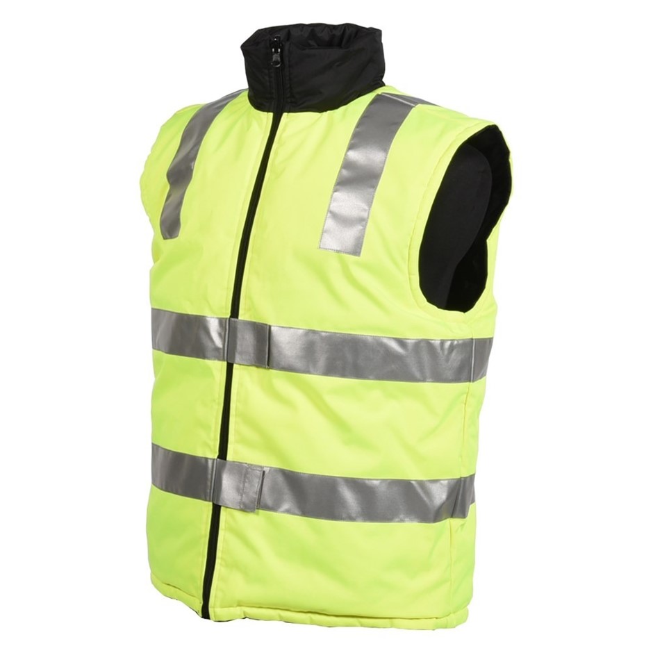 4 x KINCROME Hi Vis Reversible Reflective Safety Vests, Size L, Yellow/Navy