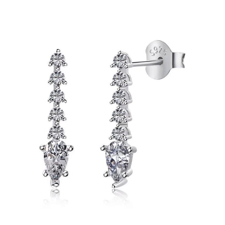 Pear 925 Sterling Silver Cubic Zirconia Drop Earrings
