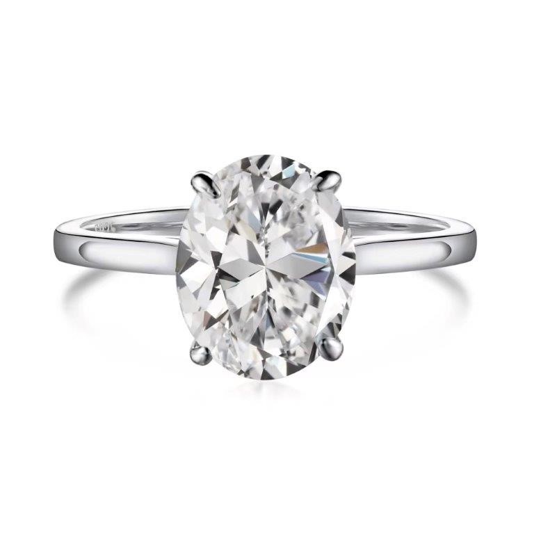 2ct Oval Cut Cubic Zirconia  925 Sterling Silver Ring - Size 6