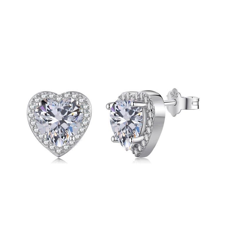 2.0ct Heart Shape 925 Sterling Silver Cubic Zirconia Earrings