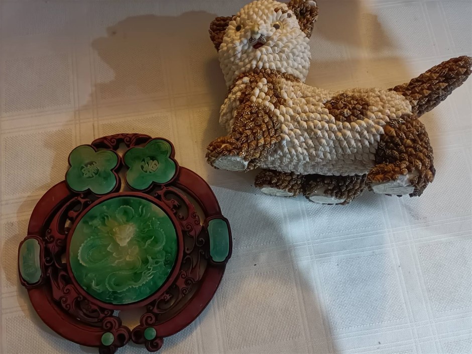 Cat made of Sea Shell, Chinese Ancient Wall Hung