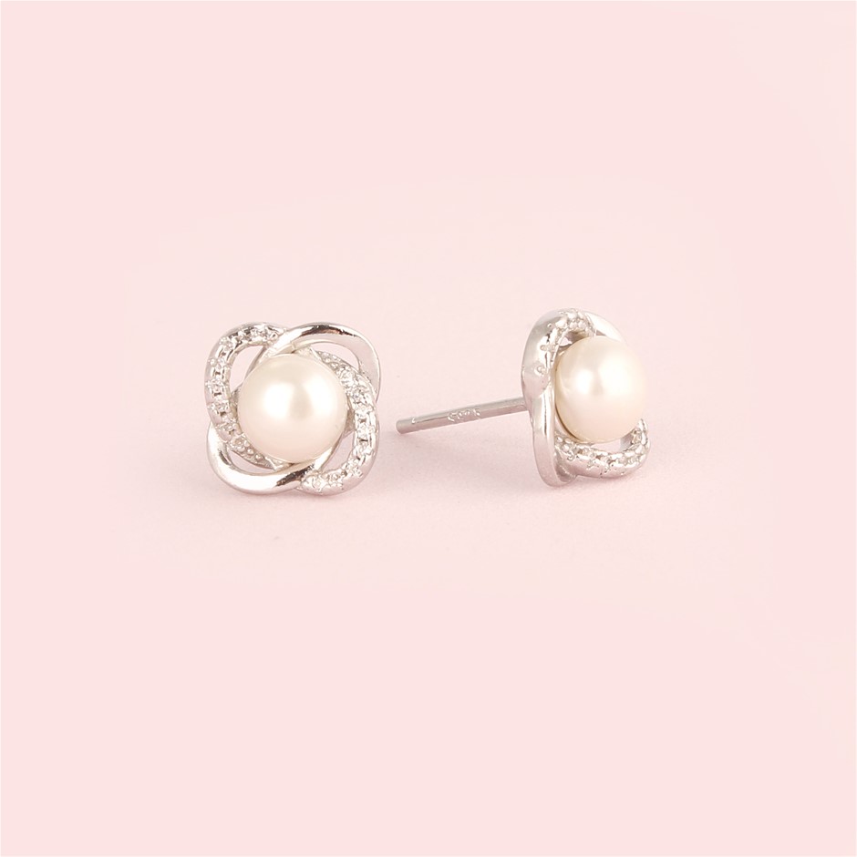Fresh Water Pearl Stud 925 Sterling Silver Earrings