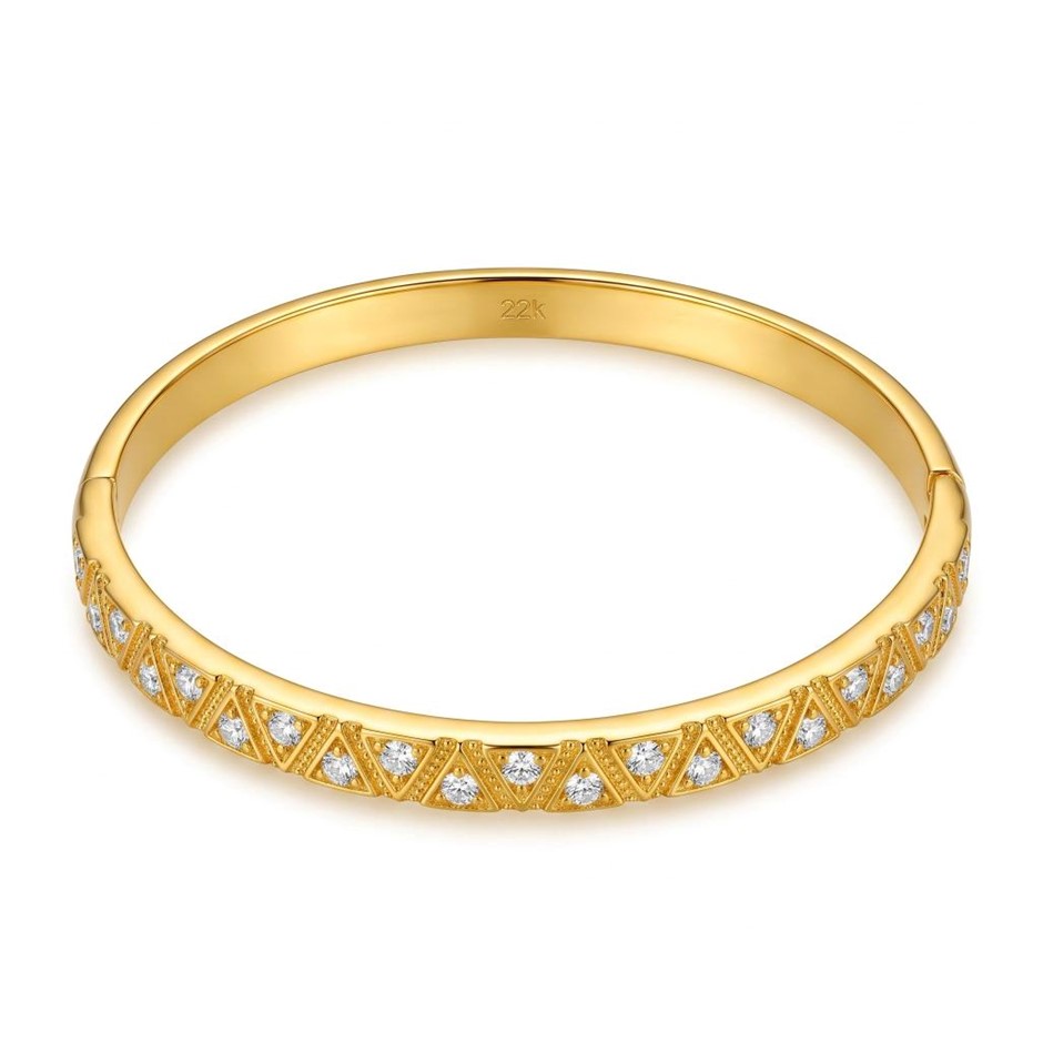 22k Stamped Yellow Gold Bonded Bangle-60mm