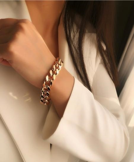 18k Stamped Yellow Gold Bonded Bracelet -18cm -10mm