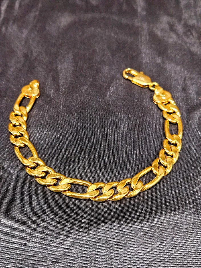 18k Italy Stamped Yellow Gold Bonded Bracelet-Quality Guarantee-19cm
