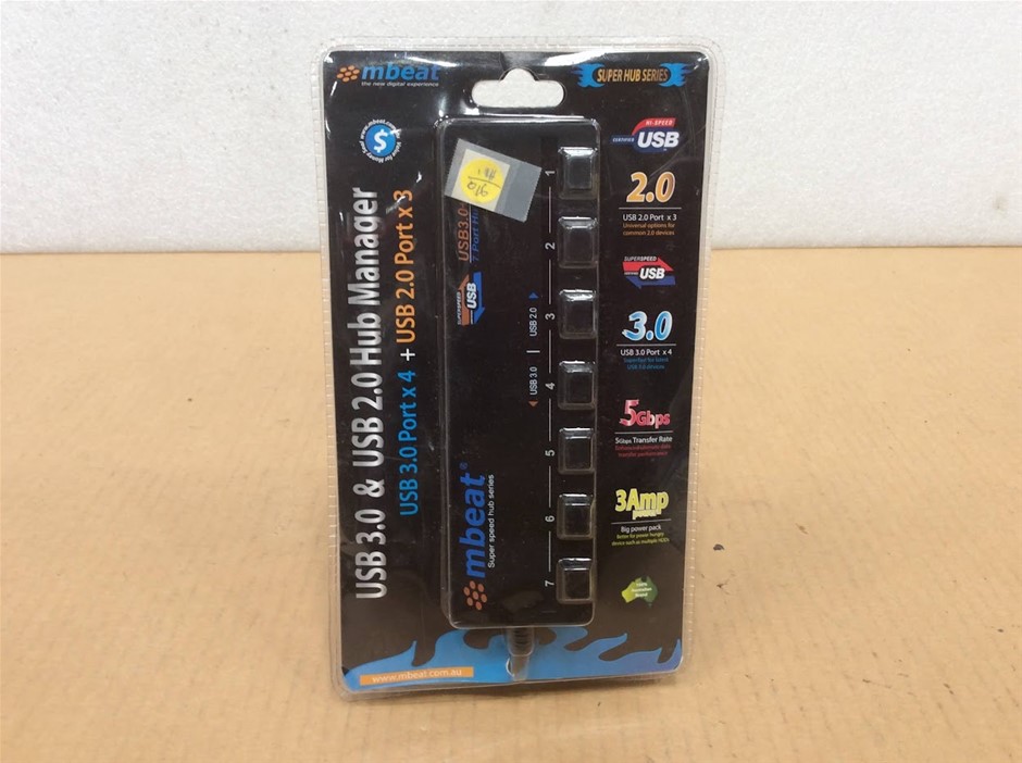 Mbeat USB 3.0 & USB 2.0 7-Port Hub Manager - New