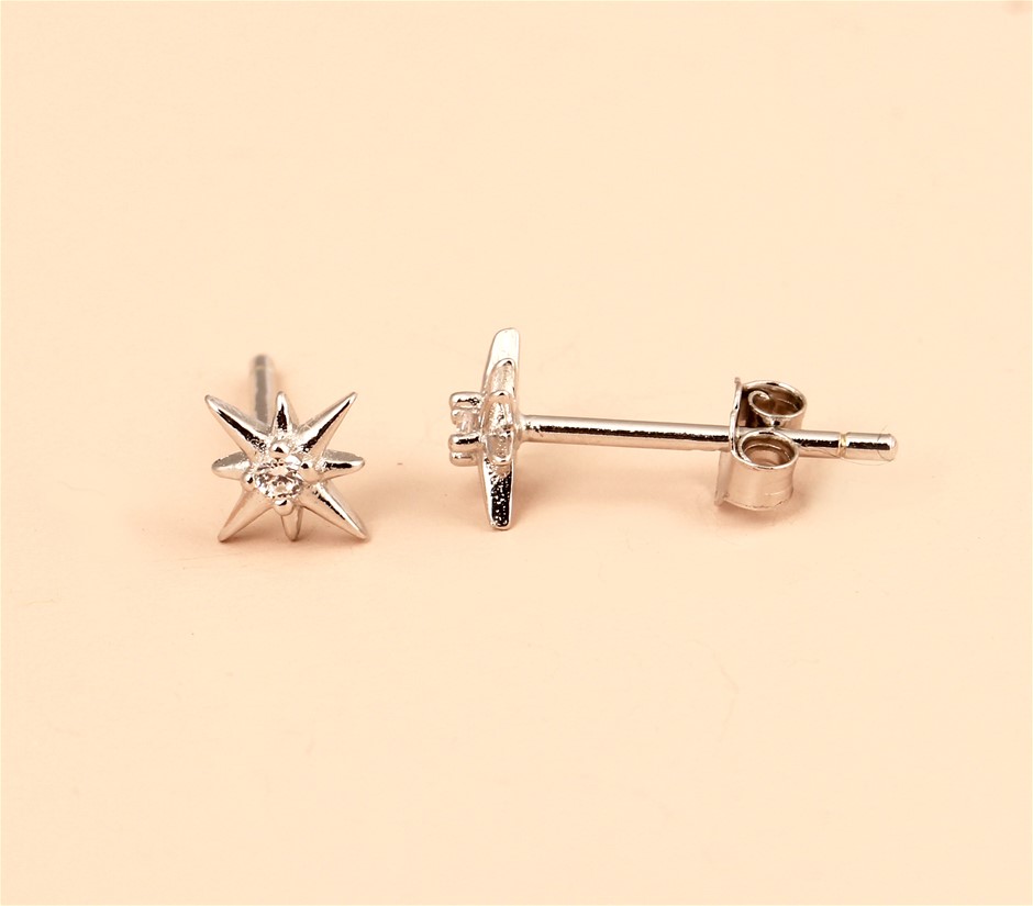 Starburst Stud 999 Sterling Silver Earrings - Silver