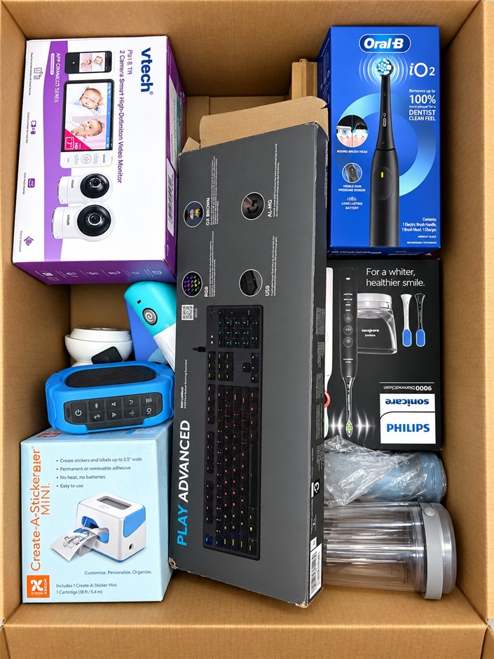 Assorted Small Electronics: VTech, Oral-B, Philips Sonicare, Logitech, Ninj