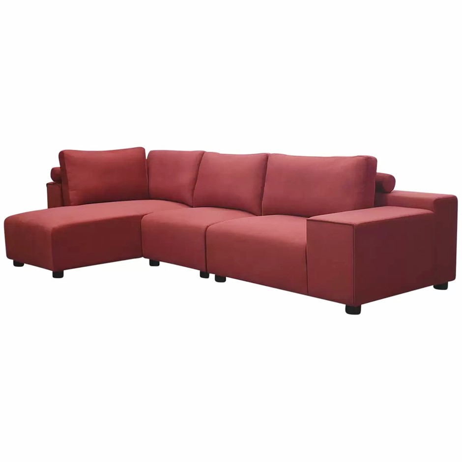 MORAN Houston Fabric Sofa Lounge Chair With Left Side Chaise, Cranberry, Ap