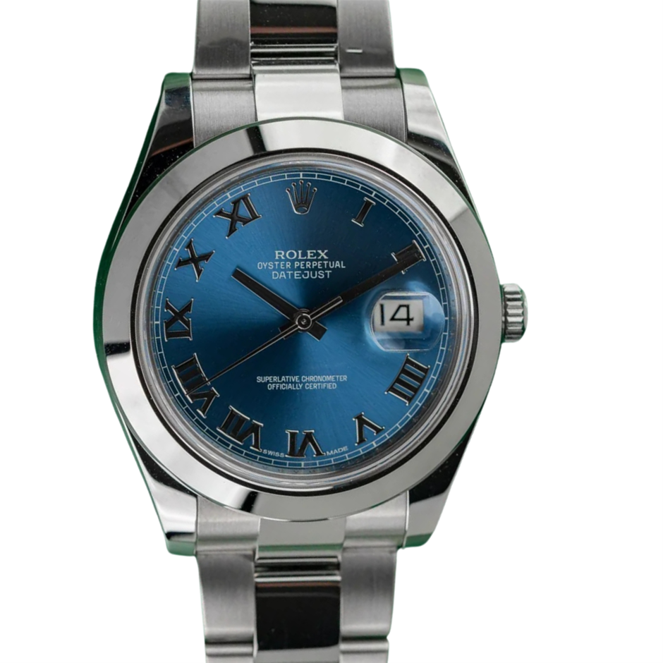 ROLEX DATEJUST II AUTO 41MM 116300 AZZURO BLUE ROMAN DIAL BLUE BXP