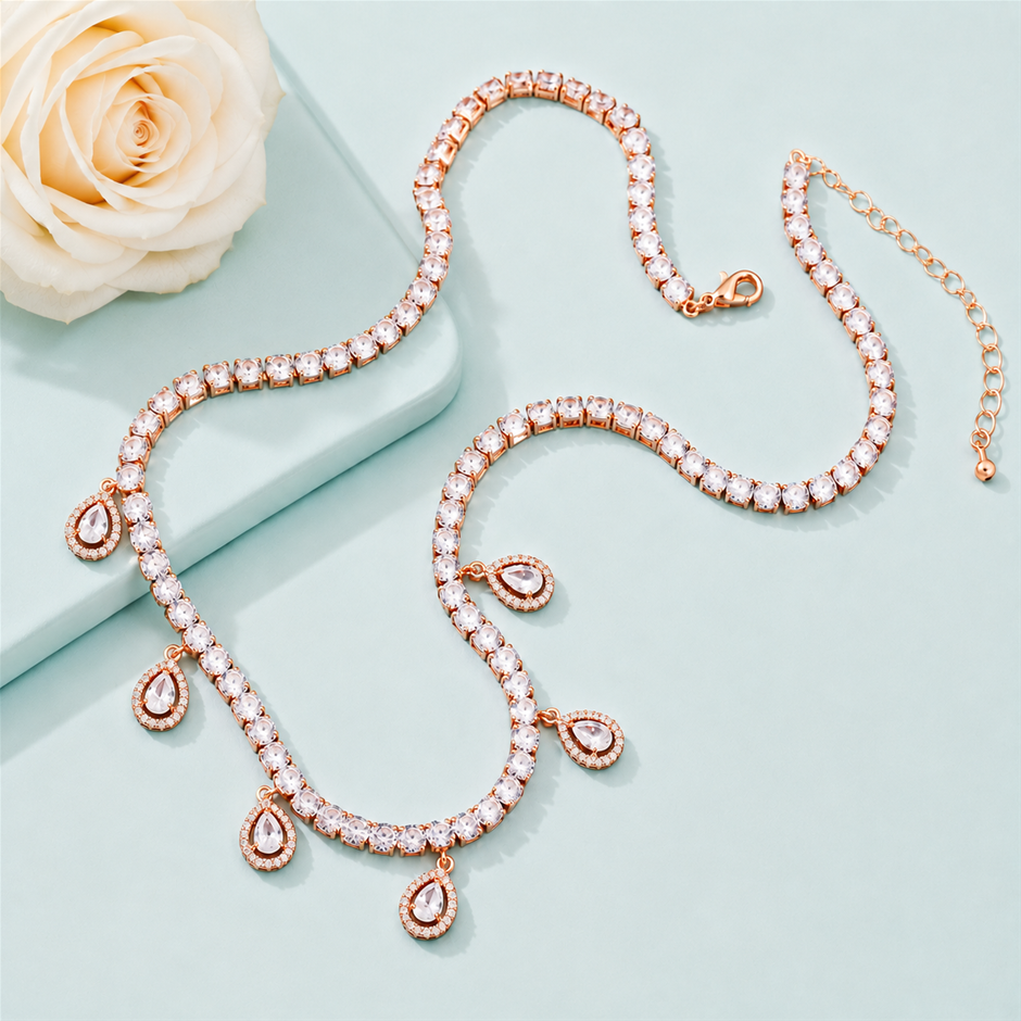 Tear Drop AAA+ Cubic Zirconia Necklace