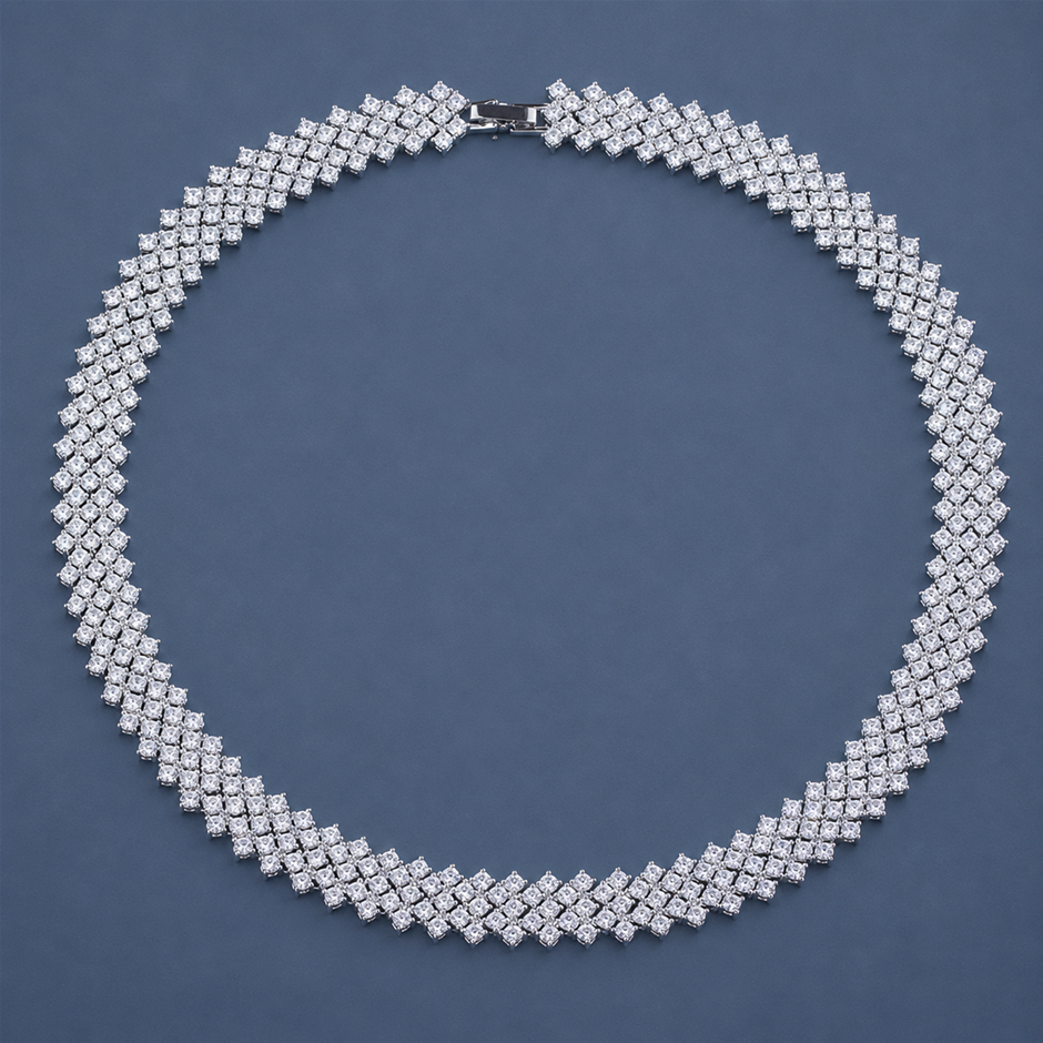 255 Pcs Round Cut AAA+ Cubic Zirconia Necklace
