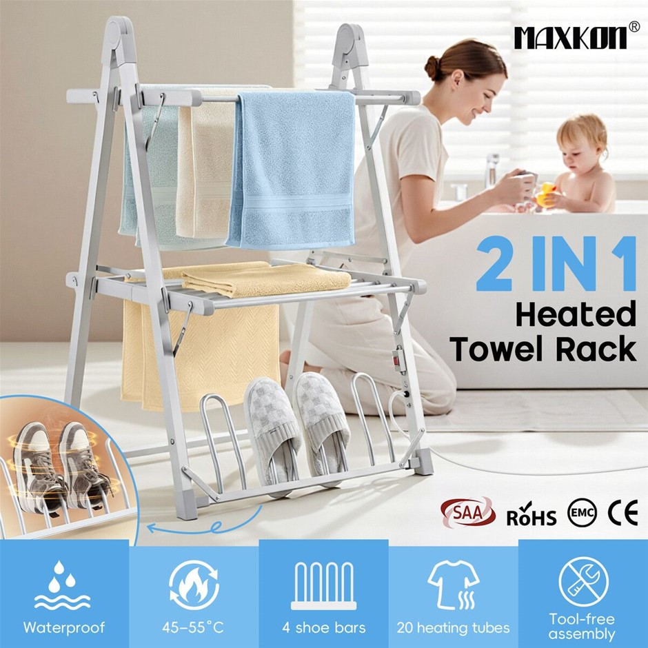2in1 Heated Clothes Air Dryer 230W Folding Drying Rack with Towel Rail